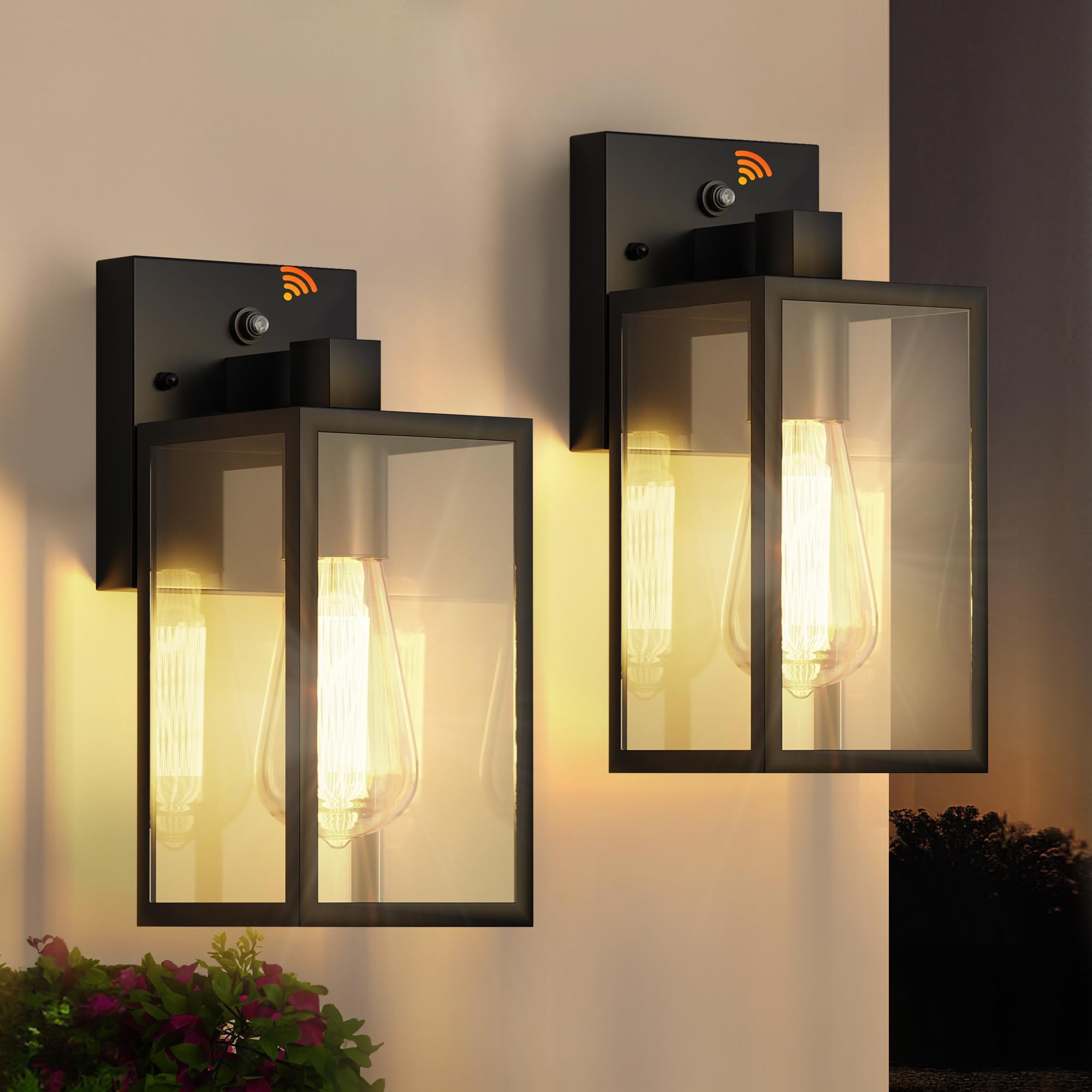 WIHTU Outdoor Porch Lights Fixtures Wall Mount, Dusk to Dawn Outdoor Lighting Fixtures for House, Sensor Exterior Wall Lights, Waterproof Sconce Outside Lamp, Anti Rust Wall Lantern for Garage
