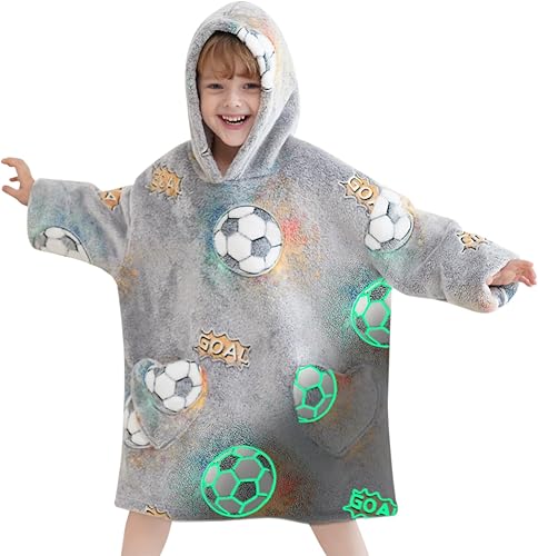 Miniatura 70 de Wearable Blanket Hoodie for Kids Oversized Sherpa Blanket Hoodie for Kids Boys Girls Teens 6-13YR,Navy Shark