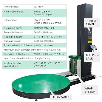 4400LBS Automatic Pallet Wrapping Machine with Built-in Scale Thermal Printer