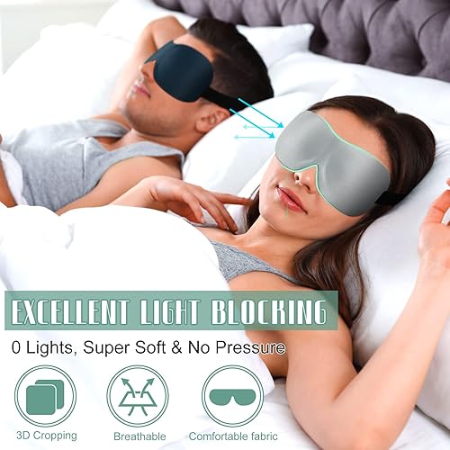 Vista 4 de Bencailor 8 Pcs Sleep Eye Mask for Side Sleeper Men Women 3D Contoured Eyes Blackout Covers for Sleep with Adjustable Strap Block Out Light Night