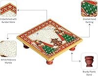 Vista 5 de Handicrafts Paradise Mármol Puja Chowki Par con Kalash