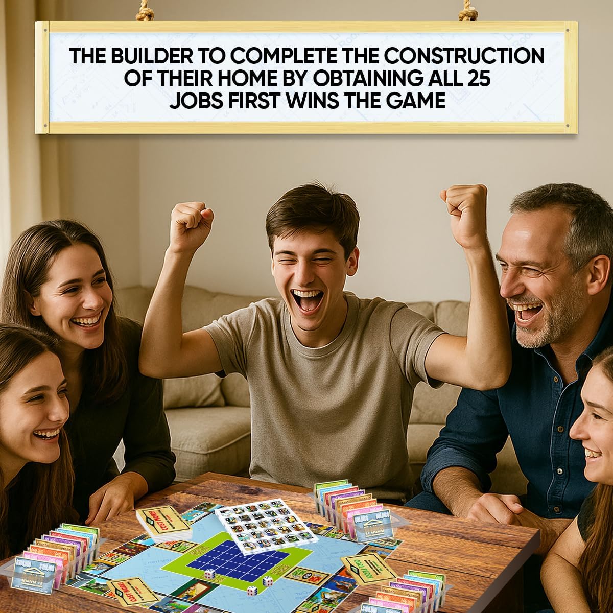 Board Game. Exciting House Construction Strategy Board Game for Family and Friends