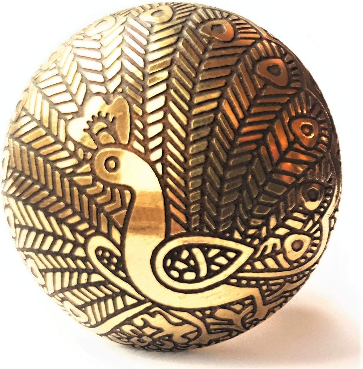 owlKraftSet of 6 Brass Knobs Kitchen Cabinet Pull knobs | Modern Drawer Knobs - Brass Peacock Patterned Knobs | Simple Hardware for Kitchen, Bathroom Cabinets & Dressers | Vintage Shabby Chic 36 mm