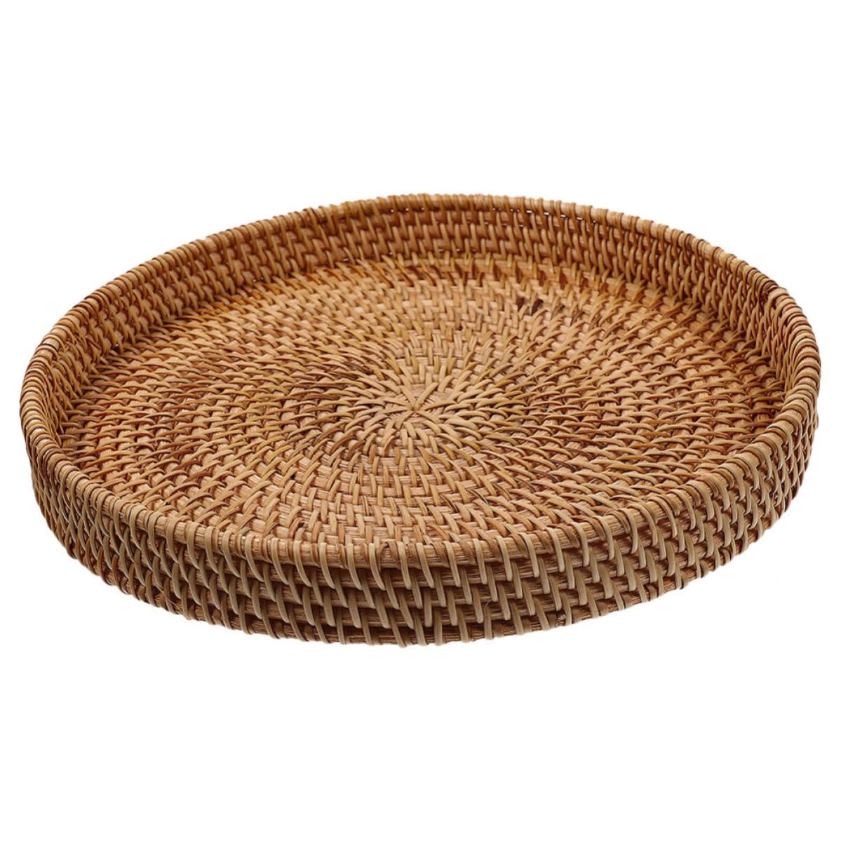 Cesta poco profunda de ratán para organizar frutas y decorar la cocina