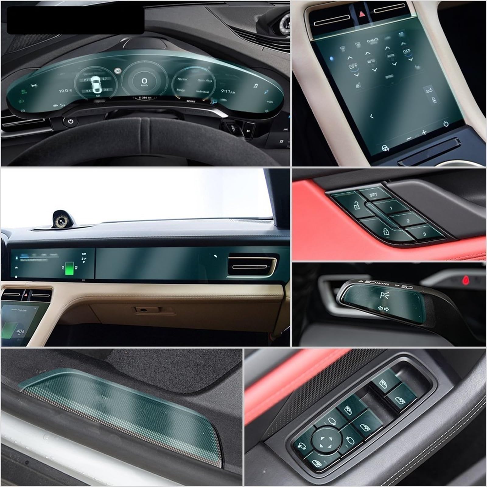 Autoschutzfolie Transparente Auto Styling Center Konsole Dashboard Innen Trim Schutz Film Aufkleber Für Porsche Für Taycan 2020(A full set of 46 PCS)