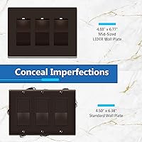 Vista 2 de LIDER - Cubierta decorativa de interruptor con acabado mate, placa de pared sin tornillos, tamaño mediano, 3 bandas de 4.88 x 6.77 pulgadas