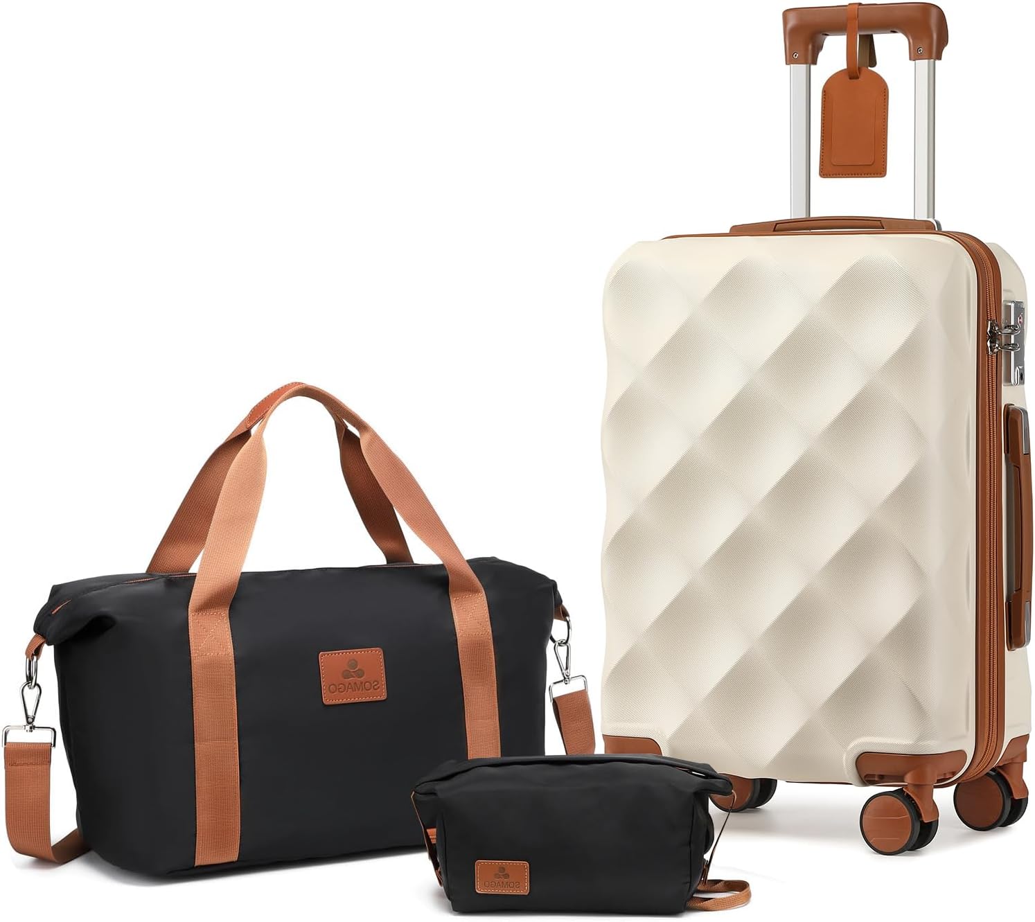 Somago 20 inch Carry On Luggage with Weekender Overnight