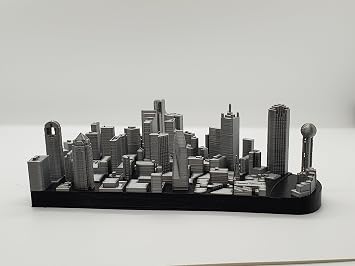 Downtown Dallas Skyline 3D Printed by TheRoller3D (Black Bottom, Gray Top)