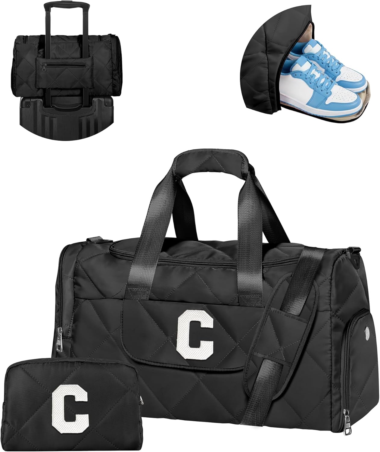 Unique Gifts for Teen Girls Women, Monogram Duffle Bag with Shoe Compartment & Wet Separation, Women Gift Idea for Birthday, Anniversary, Appreciation, Gifts for Mom, Teacher, Friends