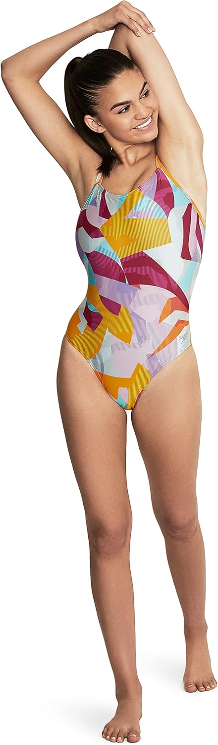 Speedo Womens Swimsuit One Piece Prolt Volt Back Printed - Image 2