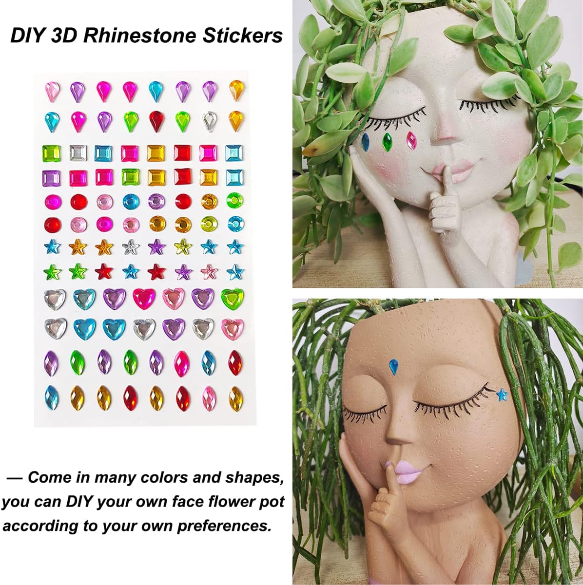 SnugMaker Face Planter Pots Head Planter, Succulent Planters, Face Flower Pot Head Planter for Indoor Outdoor Plants with Drainage Hole Closed Eyes(Light) : Patio, Lawn & Garden