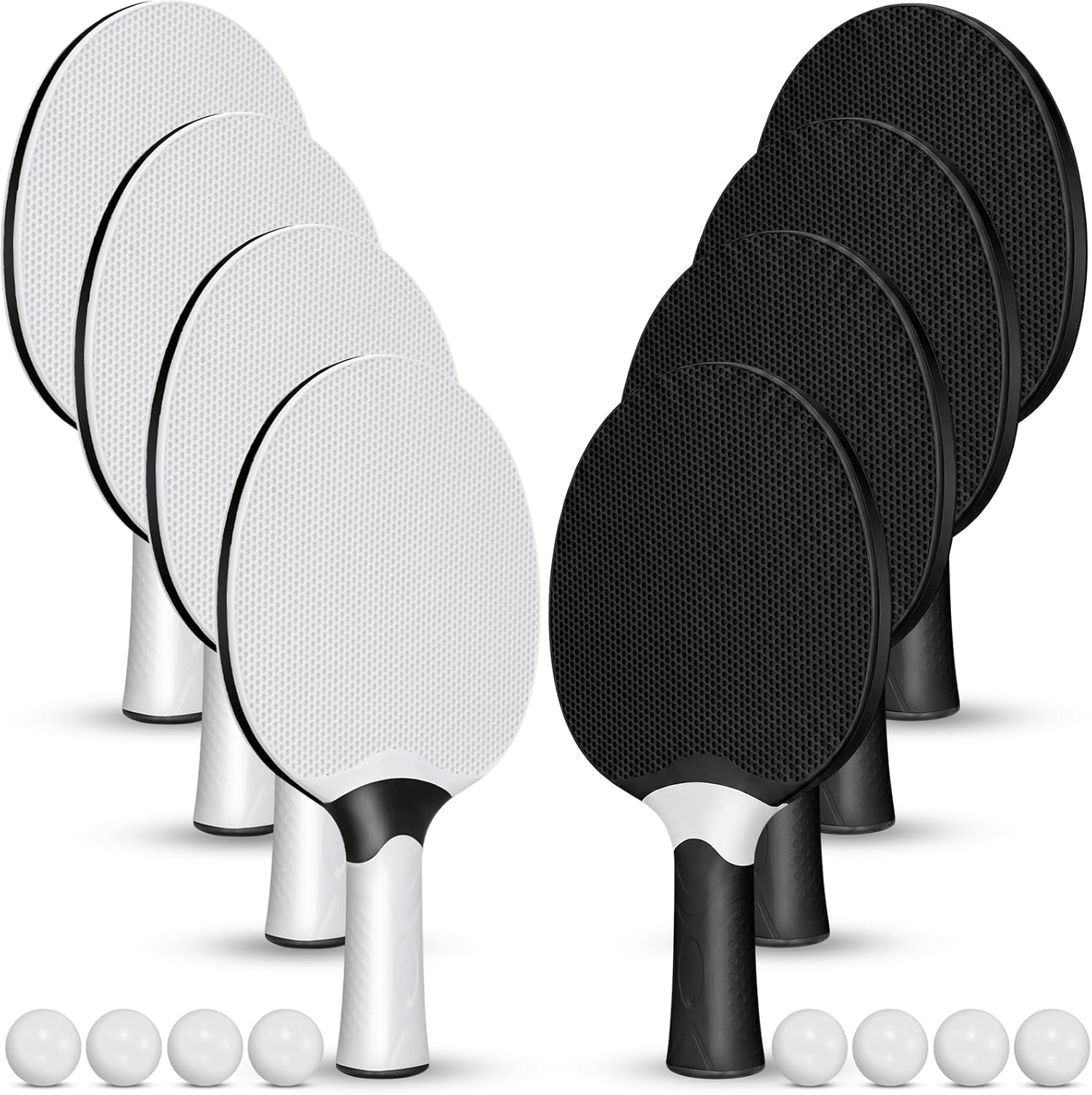 Junkin 8 Pcs Bulk Table Tennis Paddle Kit Racket Ball Set