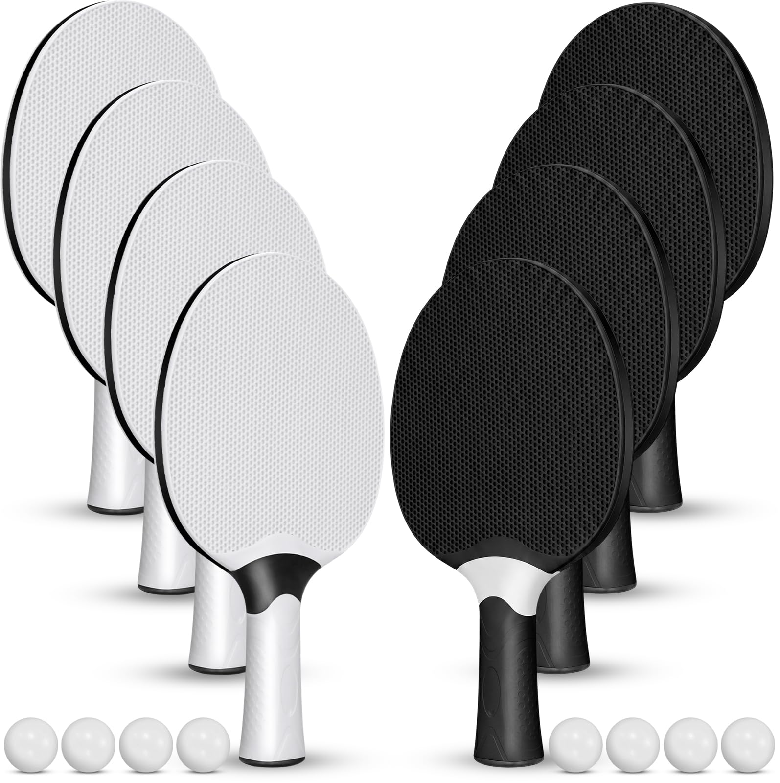 Junkin 8 Pieces Table Tennis Paddles Kit Professional Rackets Set Portable Composite Rubber Table Tennis Racquets with 8 Balls for Indoor and Outdoor