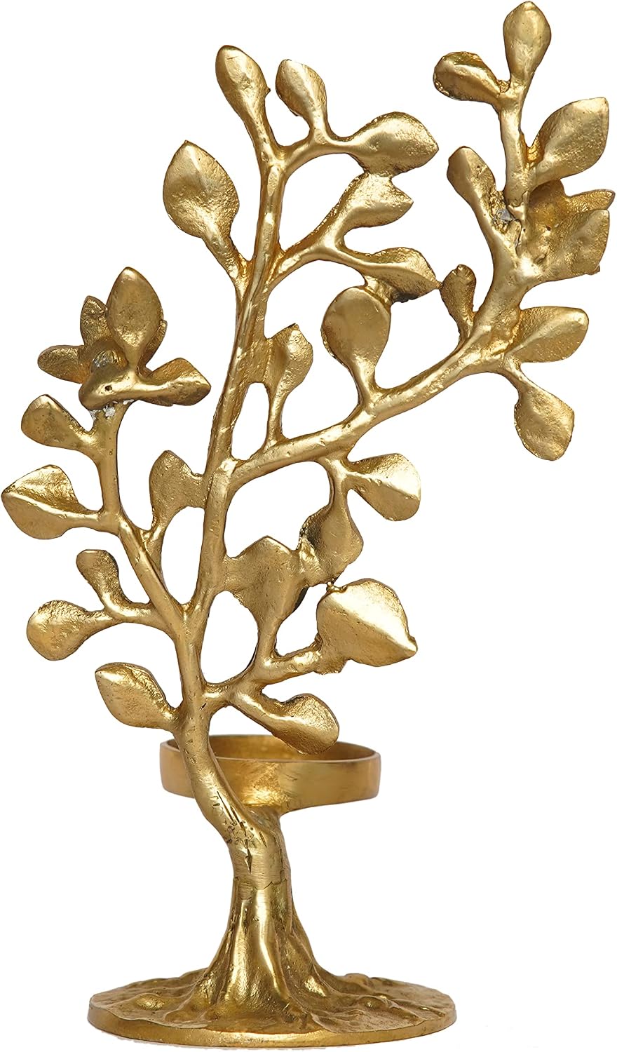 Brass Tree with Candle Stand For Home Office Mandir Decor Gift Items Collectible Handicraft Art, Yellow, 3.5 x 2.5 x 7 Inch (L x W x H) image 4