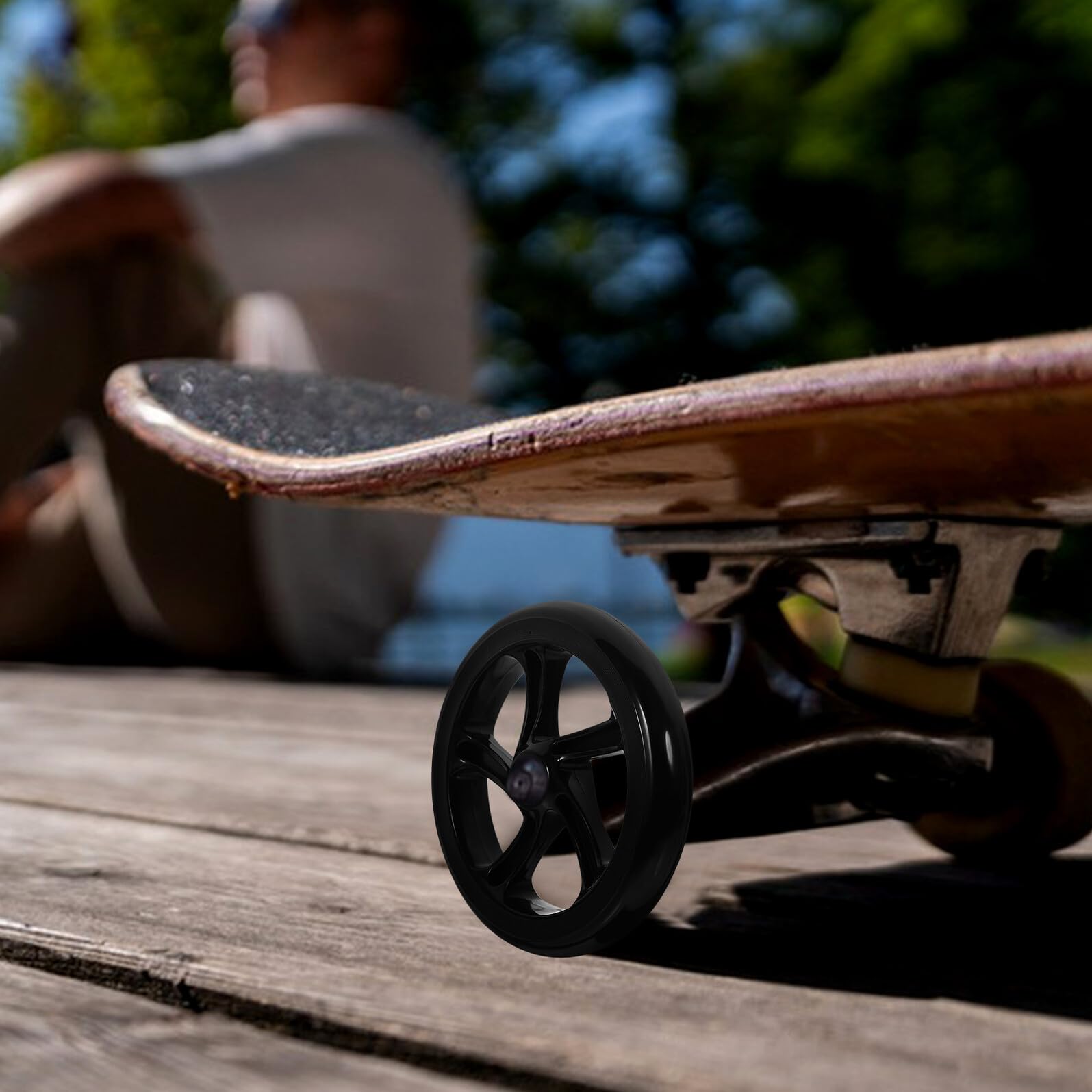 NOLITOY Ruedas de Repuesto Diseño Cojinetes para Patinete y Silla de Ruedas de Pu de Alta Elasticidad 175mm Fácil Instalación y Rodadura Suave para Patinaje y Trucos