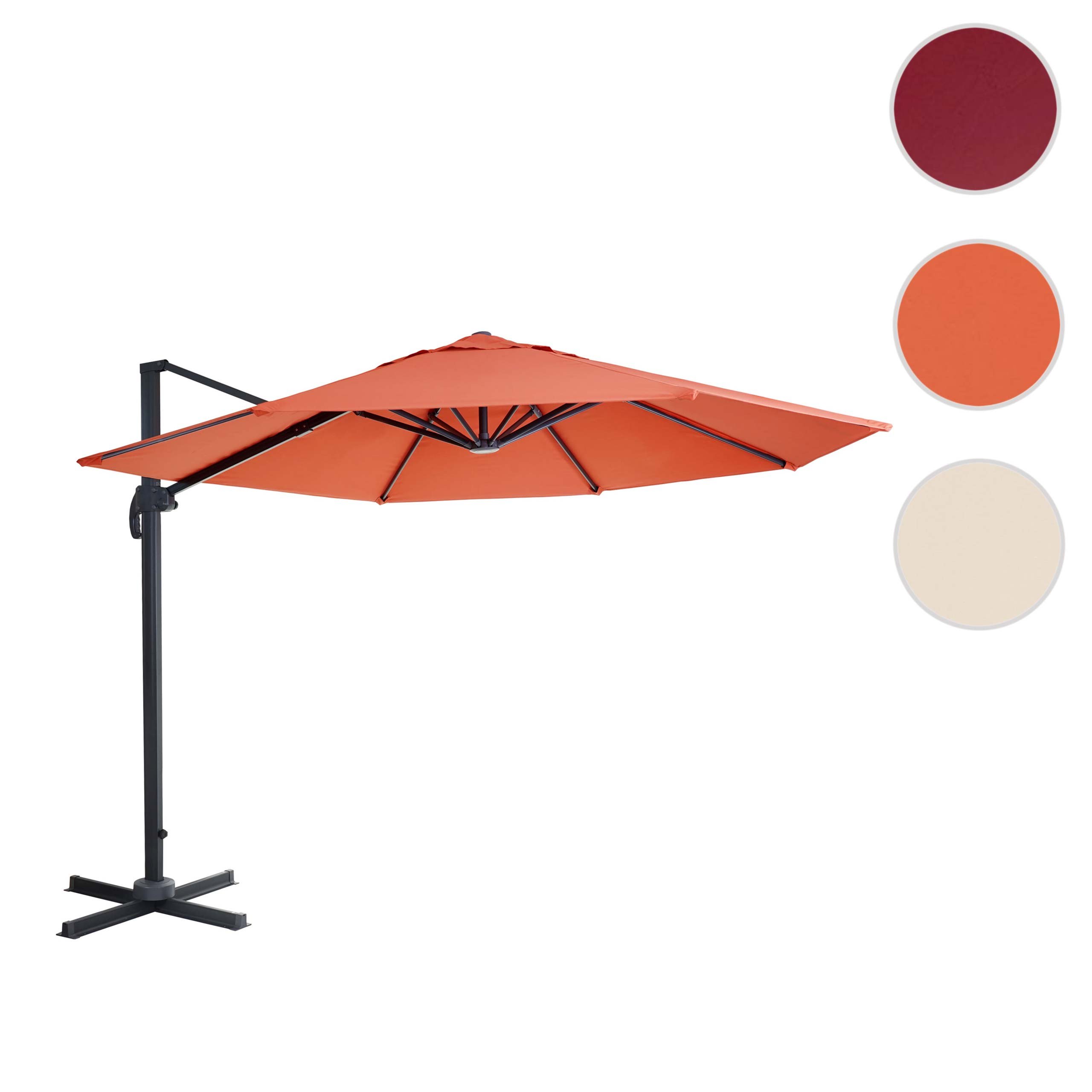Mendler Klosz przeciwsłoneczny HWC-A96, okrągły, Ø 3 m, poliester, aluminium/stal, 23 kg