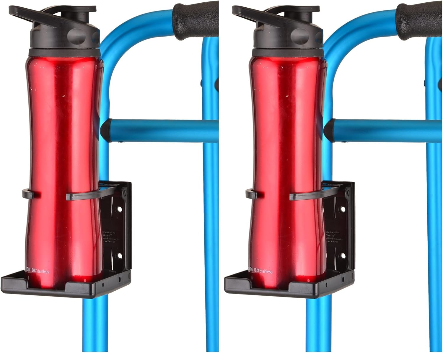 NOVA Cup Holder for Walker, Rollator, Transport Chair, Wheelchairs – Universal Fit on Round Tube Only, Adjustable & Foldable Drink Holder (Pack of 2)
