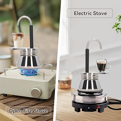Miniatura 7 de Tissting Estufa de boquilla individual Moka Pot de acero inoxidable, cafetera de espresso, mini estufa de café expreso tipo italiano, cafetera para