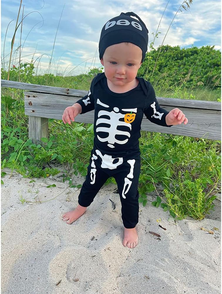 Shalofer Baby Boy Halloween Clothes Baby Skeleton Halloween Outfit - Image 3