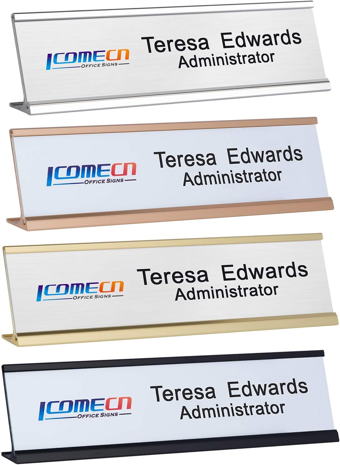 Personalized Office Name Plates Aluminum Hot Printing Custom Office Wall or Desk Name Plates 2" x 8" (Input-Texts) : Office Products