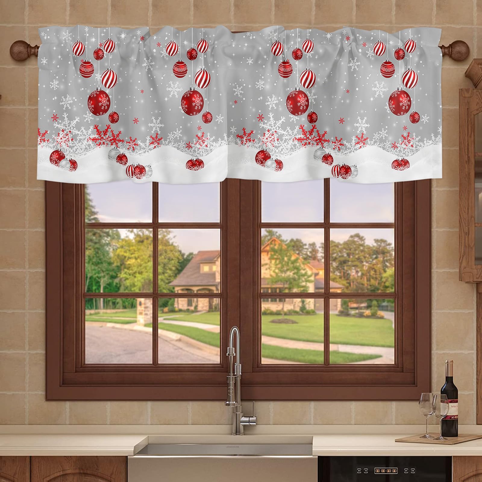 Mantovana Natalizia Fiocchi Di Neve - Decorazione Festiva Per Finestre 137x45 Cm