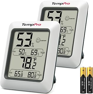 TempPro TP50 2-Pack Digital Hygrometer Indoor Thermometer - Accurate Room Humidity & Temp Monitor with Comfort Icon