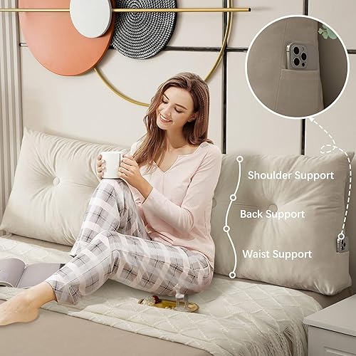 Miniatura 3 de Almohada de cabecera de café con cuña para cama de descanso, almohada de lectura, almohadas triangulares de cuña, almohada de cuña para cabecero