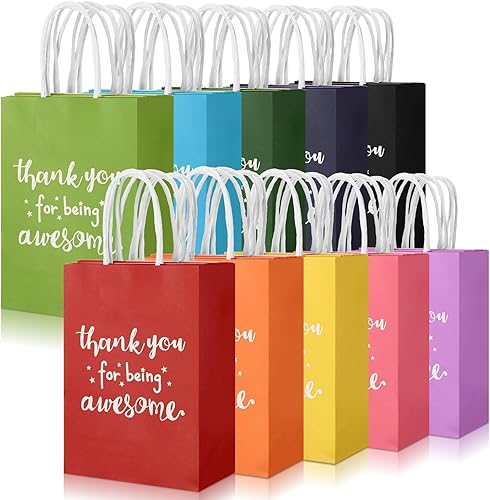 Jetec 50 bolsas de regalo de papel de agradecimiento a los empleados, bolsas de regalo de agradecimiento a los empleados, bolsas de regalo con asas,