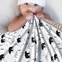 Vista 4 de Mantas de bebé para niños y niñas, manta suave de visón para recién nacido, para cuna, cochecito de bebé, guardería (oso)