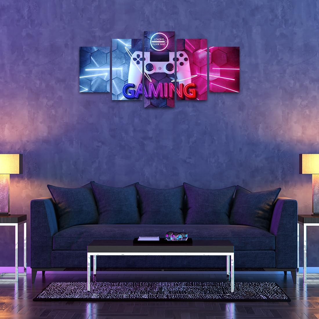 Merrleem Gaming Symbol Wall Art Pictures, Gamer Art Print, Teen Boys Game Room Bedroom Wall Decor, Game Controller Decoration (Large, Wrapped Canvas) - Image 3