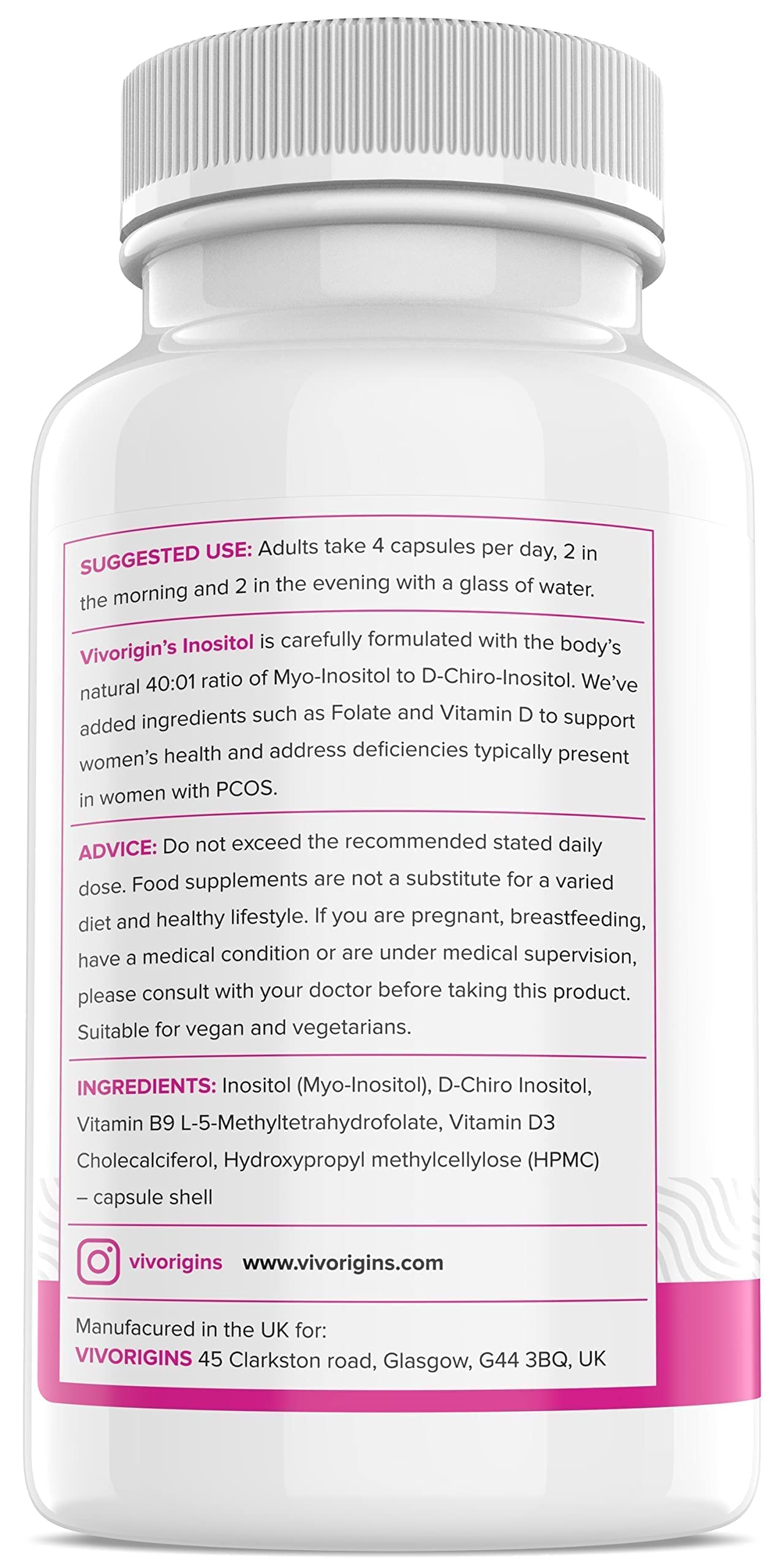 Buy Premium Inositol Capsules MyoInositol and DChiro Inositol Plus