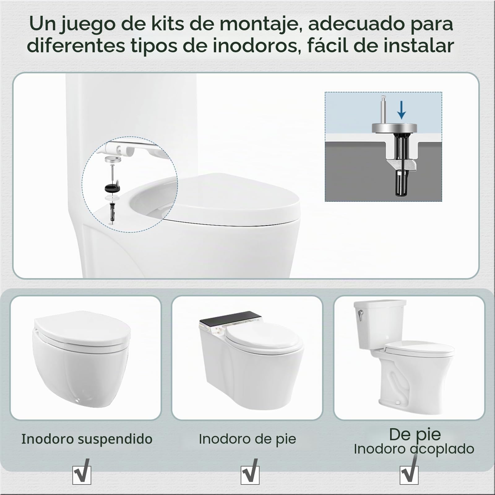 WOLTU Tapa WC Universal,Tapa WC de Liberación Rápida,Asiento para Inodoro, Asiento de Inodoro en Forma de O, Cierre Suave Lento, Bisagras Ajustables,Fácil De Montar