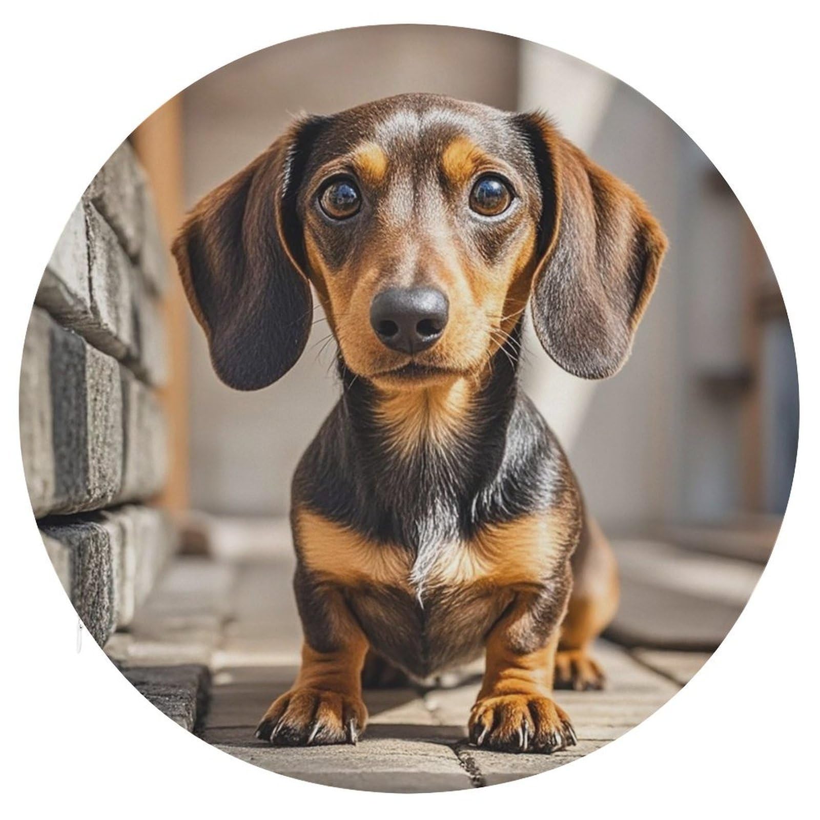 LZQPOEAS Pad Dachshund Dog Swivel Seat Cushion with Supportive Memory Foam Comfort Round Bar Stool Cushion 15.3" Diameter Rotating Seat Cushions Fashion Chair Pad for Car Office Home