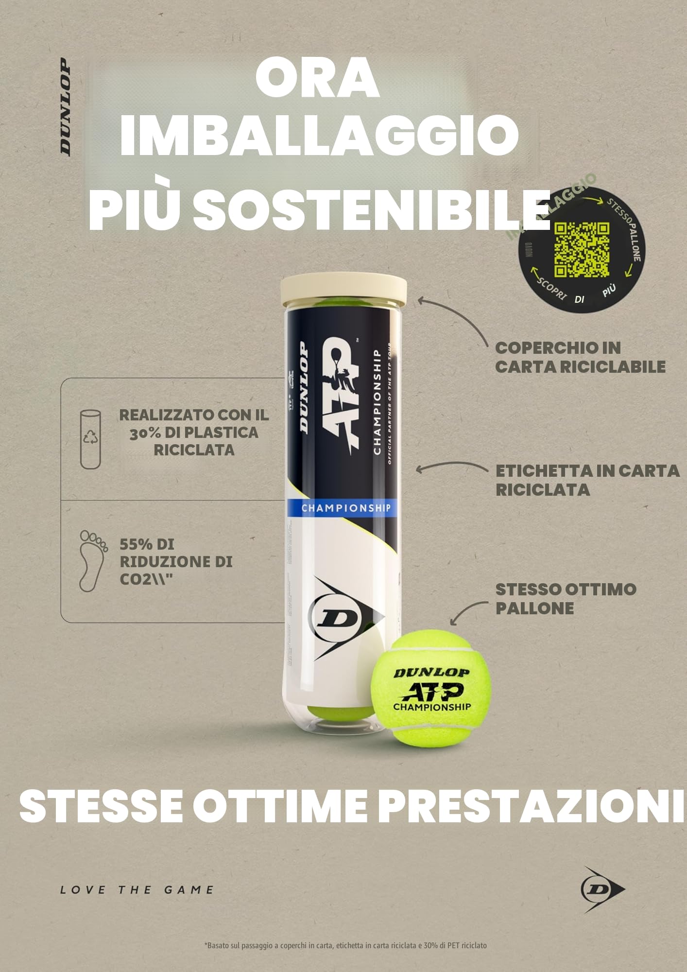 DUNLOP Pallina da tennis ATP Championship, per sabbia, campo duro e erba