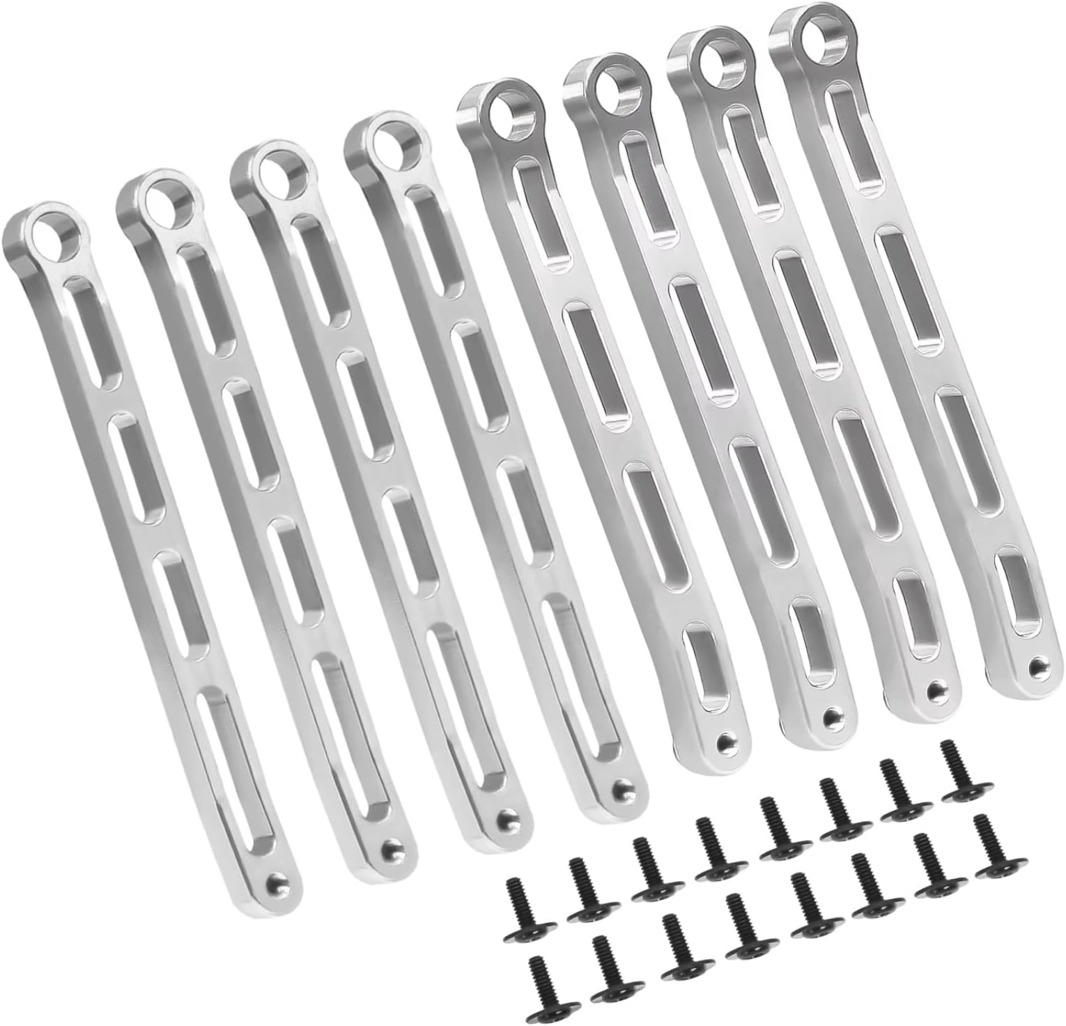 Compatible with MN-78 1/12 Remote Control Car Upgrades Parts Replacement Accessories Metal for Chassis Links Pull Rod Tie Set RC Car Accessories(Silver)