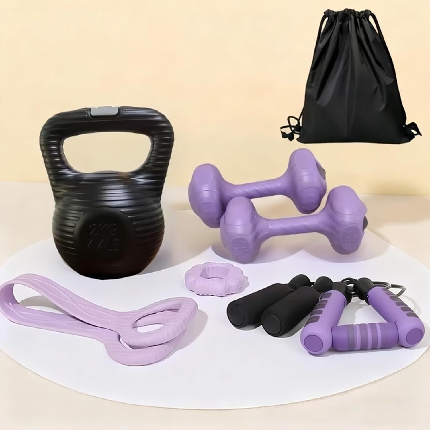 5-Piece Yoga and Fitness Set: Home fitness equipment Includes Resistance Bands, Hand Gripper, Jump Rope, 2pcs Water-Filled Dumbbells, and 1 Water-Filled Kettlebell, Entry-level Fitness set，christmas gifts，Holiday Gift,Gifts for Women & Men