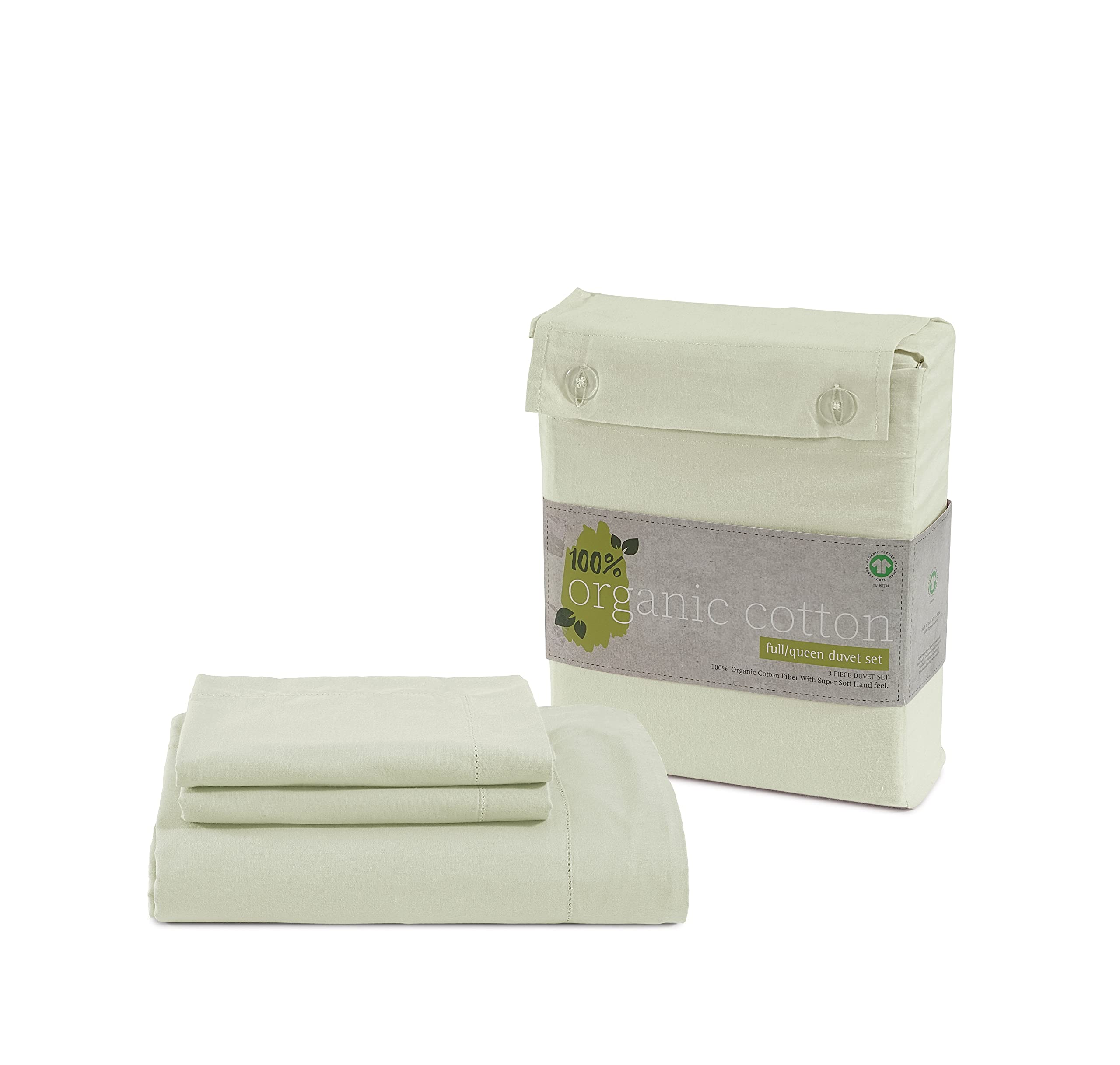 LANE LINEN Premium Organic Cotton Single Duvet Cover Mineral, 135x200cm Luxury Bedding Set, Ultra Soft Breathable Fabric