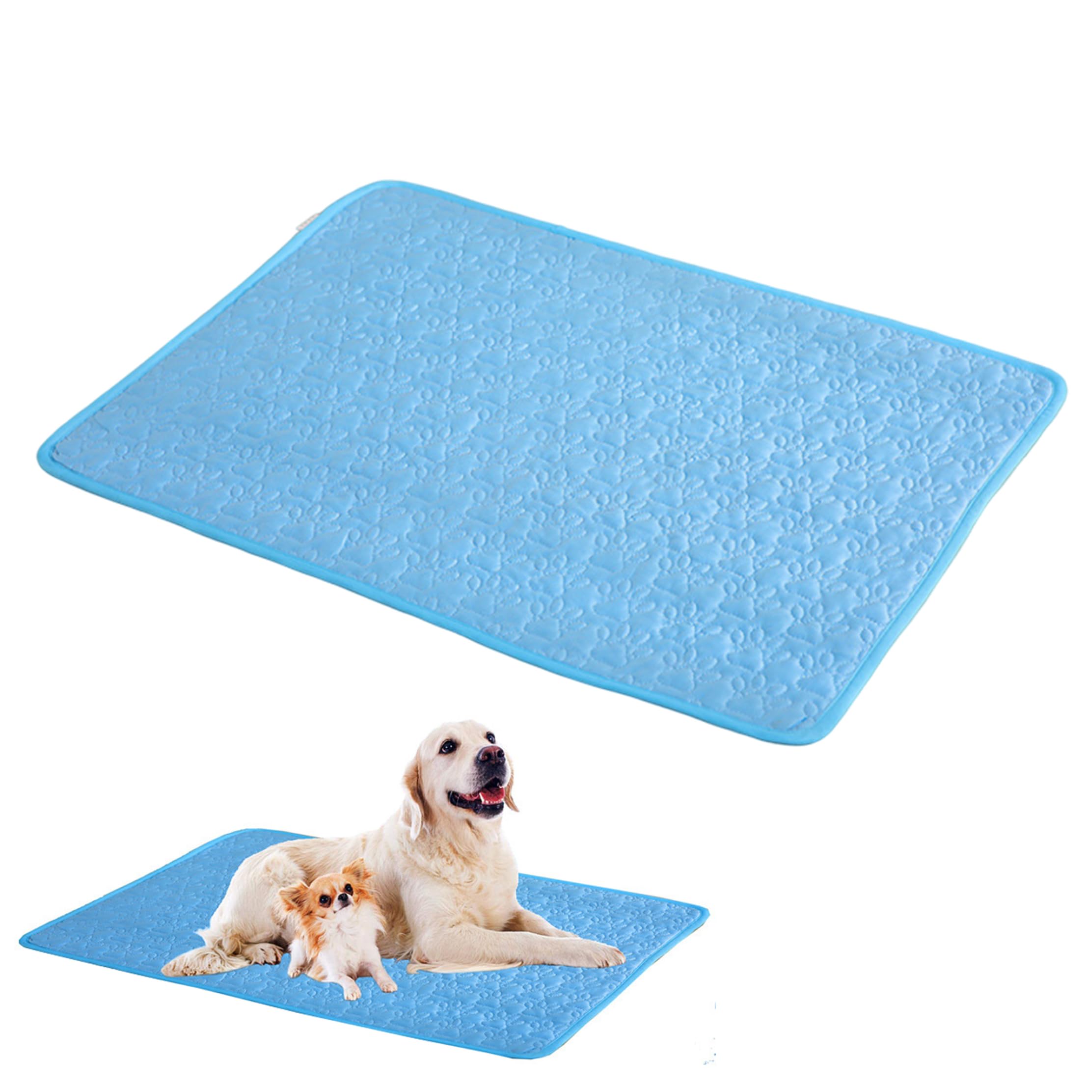 Syutokul Pet Cooling Mat, Instant Cool Breathable Dog Cooling Pad - Washable Portable Bed Mat For Dogs & Cats, Blue, M