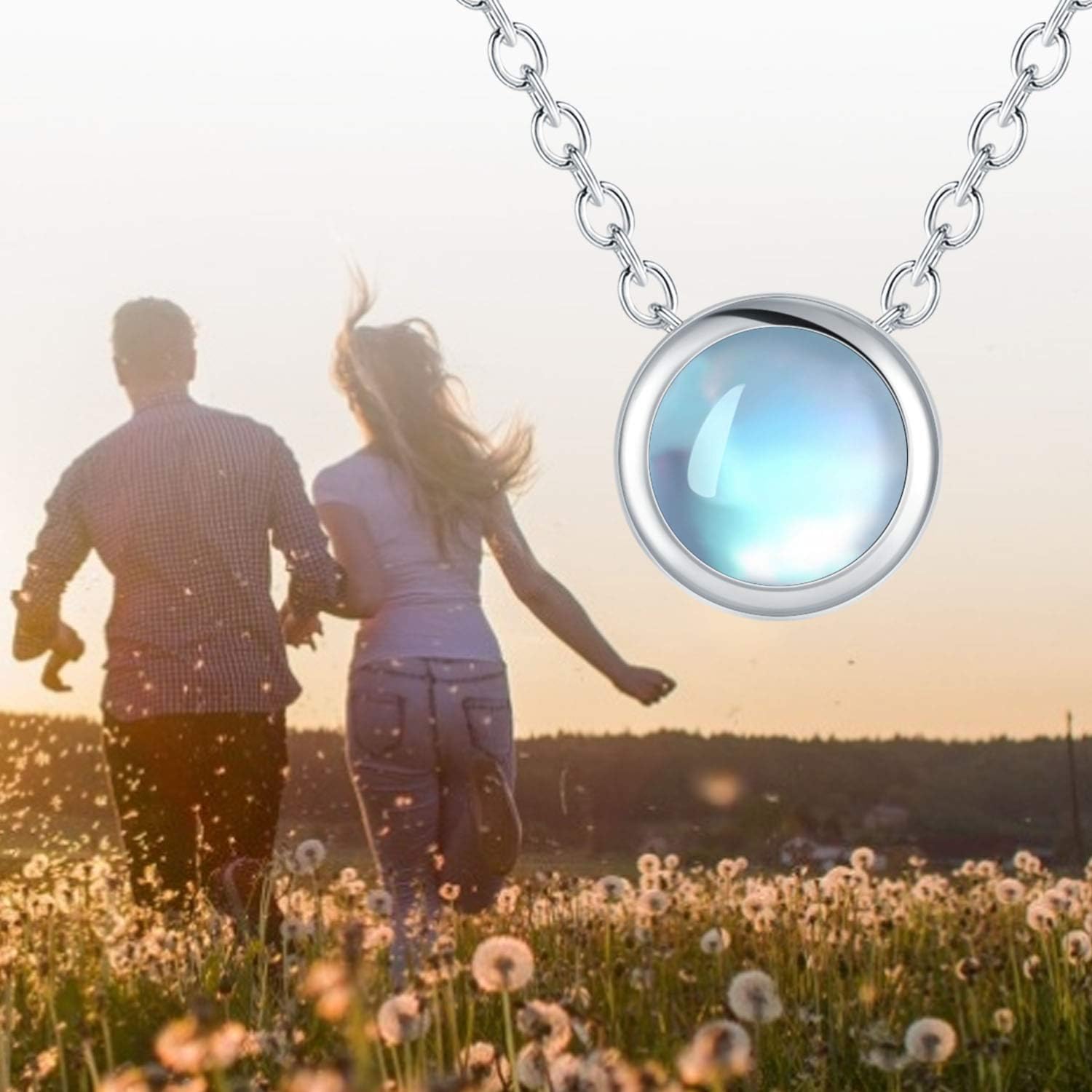 CUOKA MIRACLE Moonstone Necklace for Women 925 Sterling Silver Minimalist Pendant Necklace Jewelry Gifts for Mom Birthday Mother's Day Anniversary Christmas - Image 6