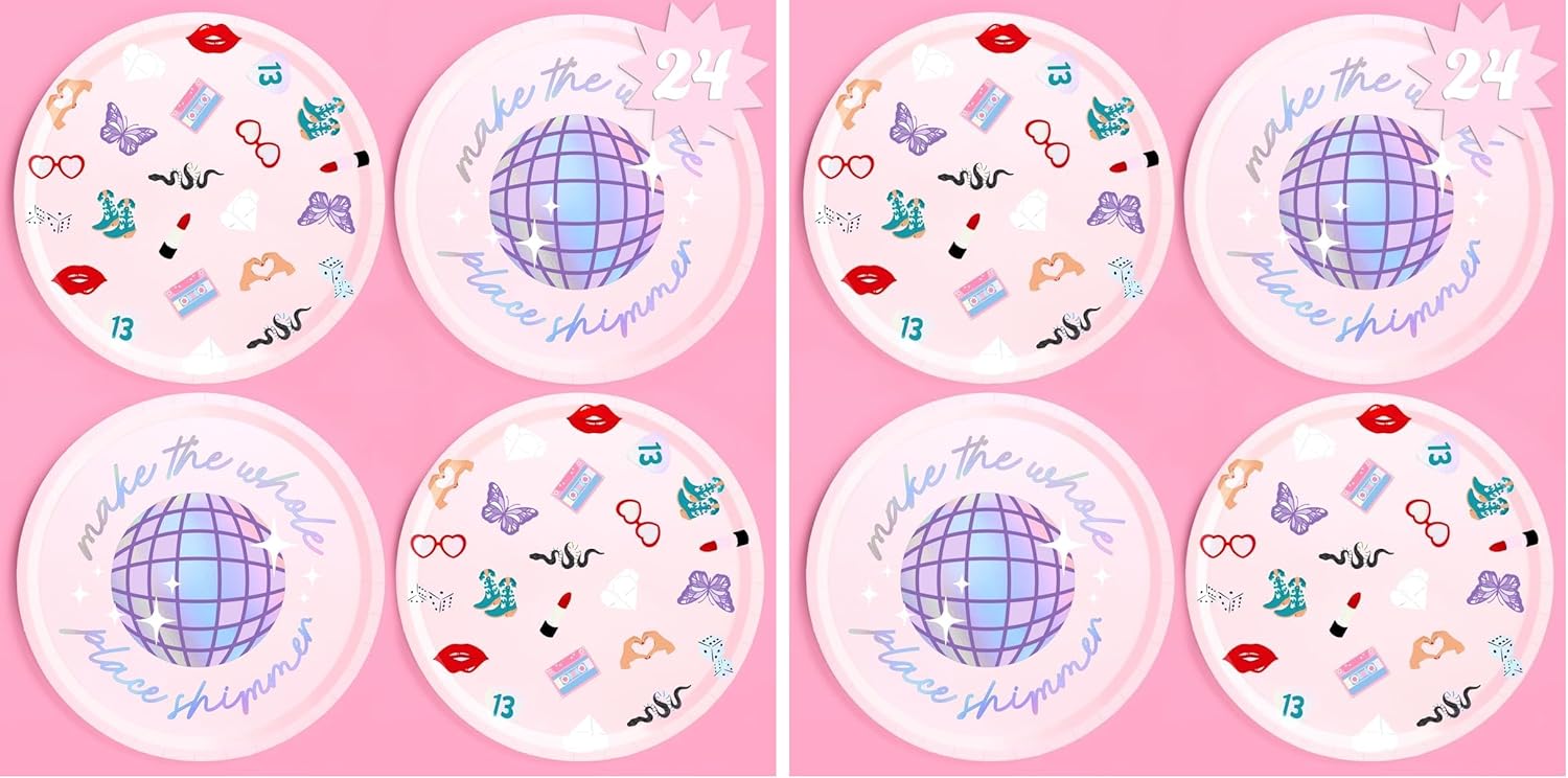 xo, Fetti Eras Party Paper Plates | 24pcs. 9" | Concert Party Tableware, Bachelorette Decorations, Birthday Dishware, Bridesmaid Supplies (Pack of 2)
