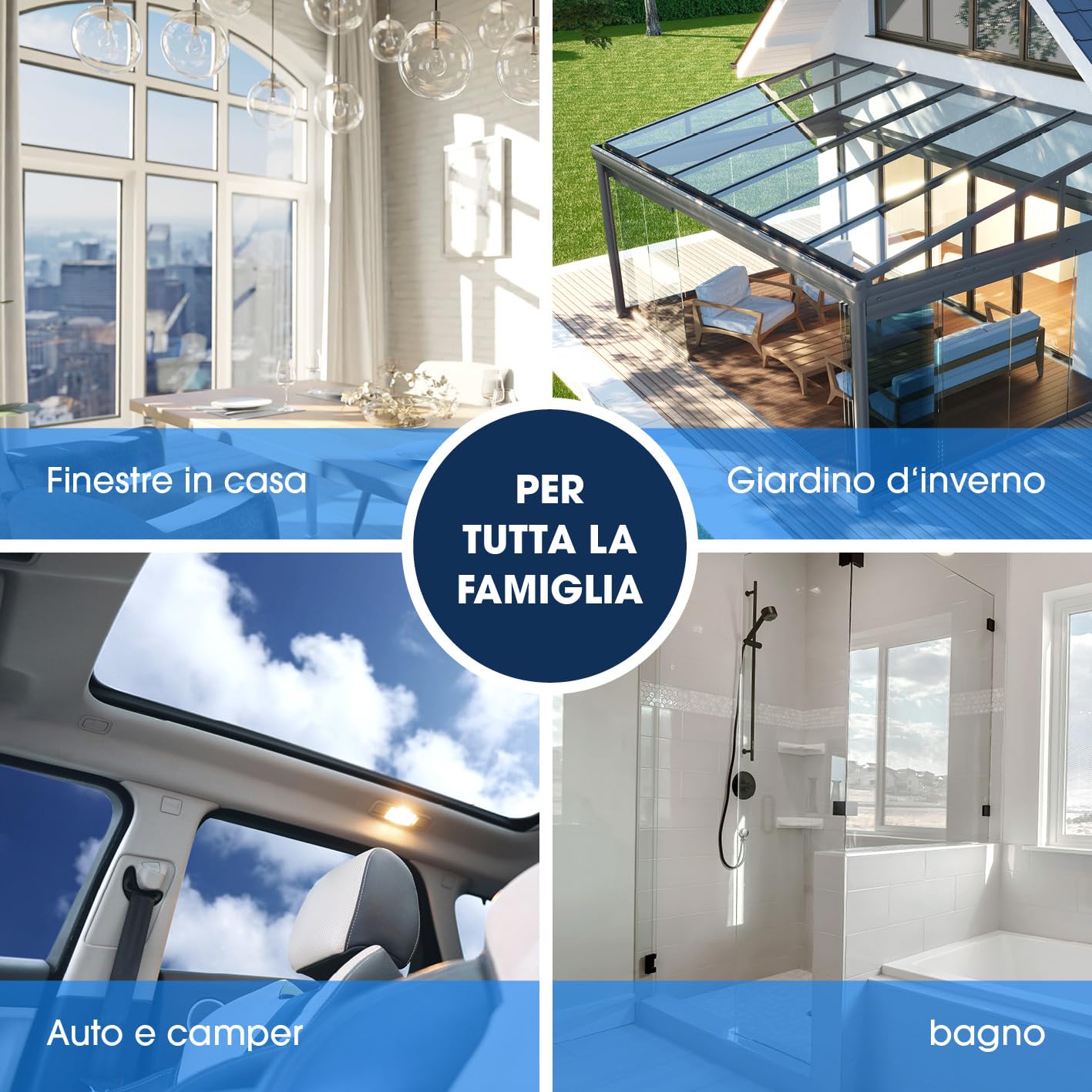 CLEANmaxx Set di lavavetri, set da 7 pezzi, per superfici in casa e auto, con estrattore per finestre, lavavetri, detergenti, salviette, secchi e 2 supporti per tergicristalli e estrattori