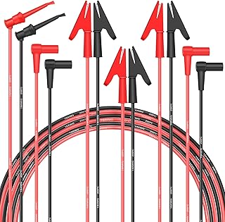 Multimeter Test Leads with Alligator Clips Professional Electrical Test Leads Set, Dual Ended Alligator Clips Electrical Insulated Test Leads Kit, Test Probes Leads Multimeter Banana Plug 3A Test Hook