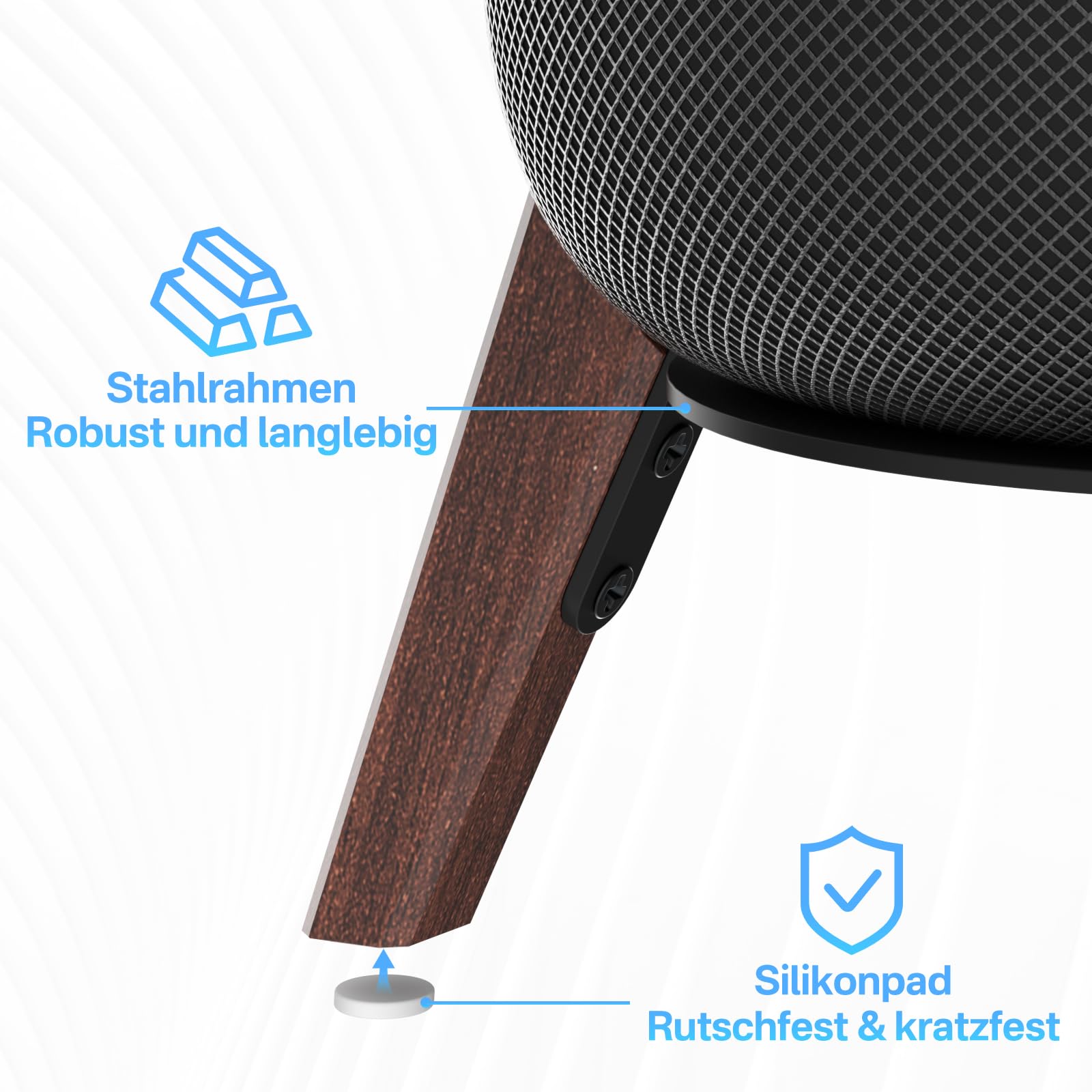 notiela Supporto da tavolo in legno nero per HomePod 1 e 2 - Supporto da scrivania in legno antiscivolo con design a tre zampe, compatibile con HomePod di prima e seconda generazione