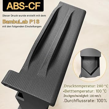 YXPOLYER ABS-CF Filament 1.75mm 1kg Carbonfaserverstärktes ABS 3D Drucker Filament mit transparenter wiederverwendbarer Spule kompatibel mit AMS