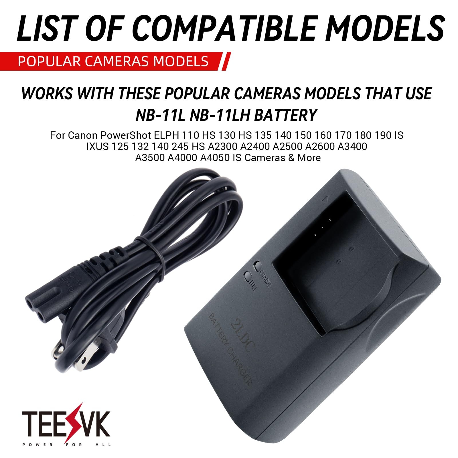 NB11L CB2LF Chargeur de batterie pour Canon : compatible avec batterie NB11LH PowerShot ELPH 110 HS 130 HS 135 is 140 is 150 is 160 170 is 180 is 190 is 320