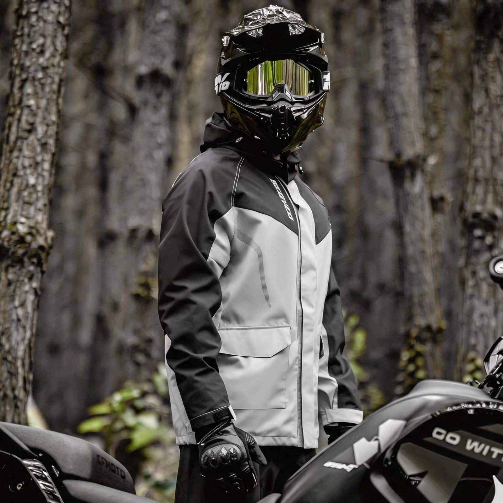 Scoyco Rain Jacket Men Waterproof, 2 Layers Packable Lightweight Breathable Rain Suit with Hood for Outdoor Motorcycle Bike Golf Cycling Hiking Fishing