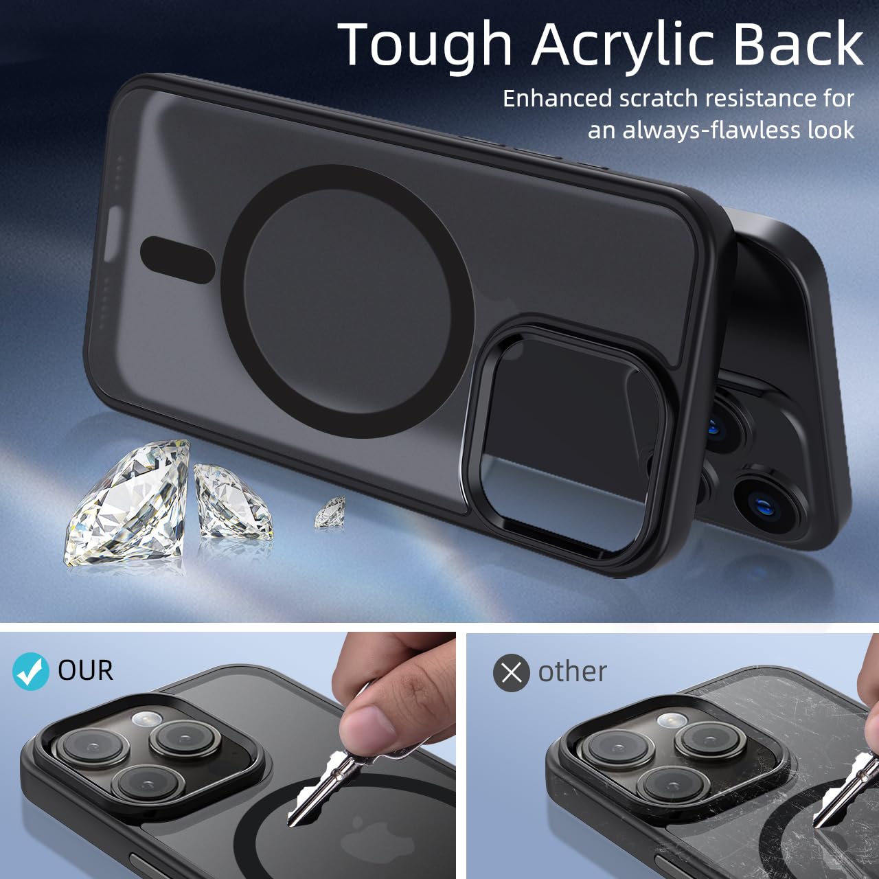 tigratigro Cover Magnetica per iPhone 13 Pro, Compatibile con MagSafe, Custodia Traslucida Opaca Posteriore Sottile Antiurto Protettiva Case, Protezione Antiurto di Grado Militare, Argento