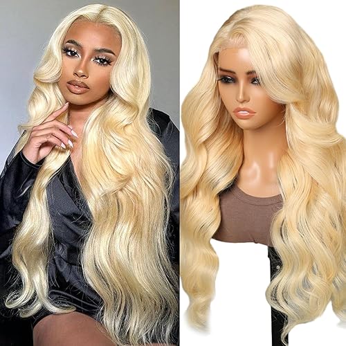 TESLAL Wear and Go 613 Blonde Lace Front Wig Human Hair Pre Cut 6X5 Body Wave Human hair Wigs Glueless HD Lace Wig Pre Plucked 220% Density 18 Inches