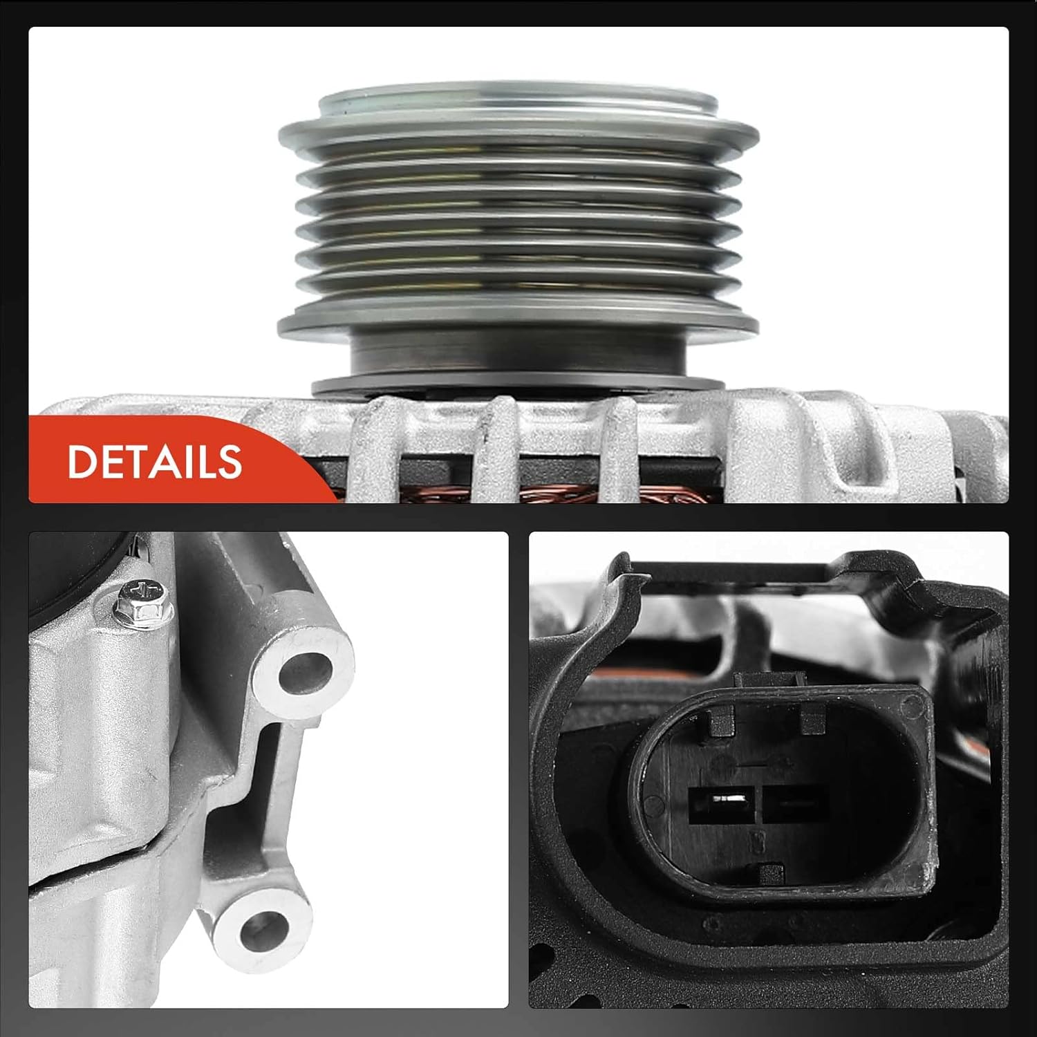 A-Premium Alternator Compatible with Audi Q5 2013-2017, S4 2013-2016, S5 2013-2017, SQ5 2014/2016-2017, V6 3.0L, 180Amp 12V Clockwise 6-Groove Clutch Pulley, Replace# 06E903018LX, 06E903019E