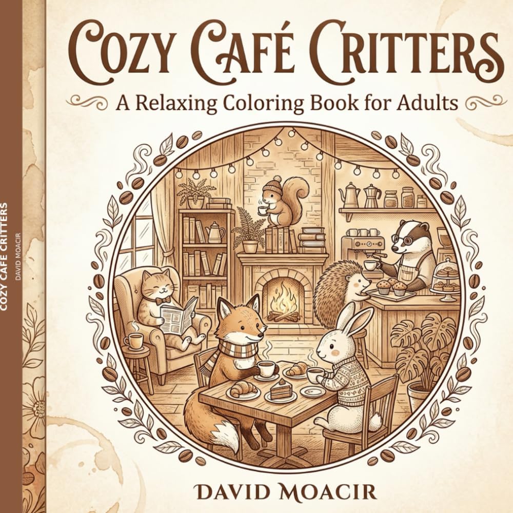 Cozy Café Critters: A Relaxing Coloring Book for Adults